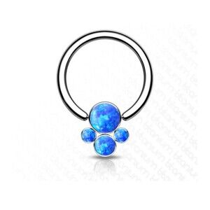 Blue 16 Gauge Opal Septum Ring Puppy Paw Titanium Bead Circular Barbell